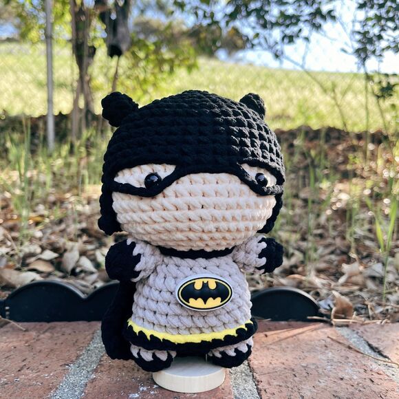 Batman Crochet Doll | Handmade Amigurumi Superhero Plush | Cute Batman Toy - Picture 1 of 11